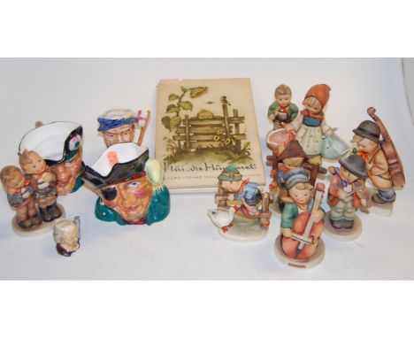 A collection of various Hummel figures to include Sweet Music together with a Thorley bone china Captain Flint character jug,