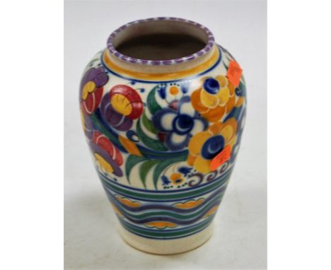 A Poole pottery vase of squat baluster form, typically decorated with flowers, impressed Carter Stabler Adams Ltd Poole Engla