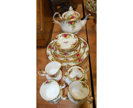 A Royal Albert part tea and dinner service in the Old Country Roses pattern