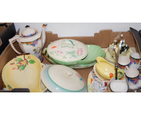 A box of miscellaneous china, to include; Carltonware leaf dishes, Tunstall coffee pot and cover etc 
