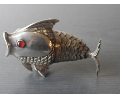 A 20th century Spanish silver novelty cruet&nbsp; modelled as an articulated fish, stamped Spanish hallmark for .915 silver a