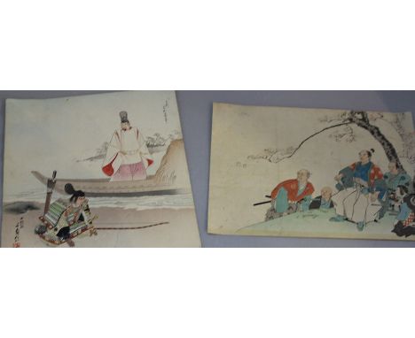 Two 19th cent Japanese Meiji period watercolours (2)