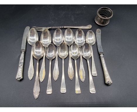 A set of five Scottish Victorian silver teaspoons, by Robert Tennant &amp; Co., Glasgow, 1889, together with a silver pickle 