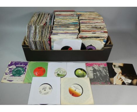 A Box Containing Over 350 Single Records from the 60's, 70's, 80's and 90's 