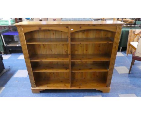 A Ducal Pine Double Four Shelf Open Bookcase, 146cm Wide 