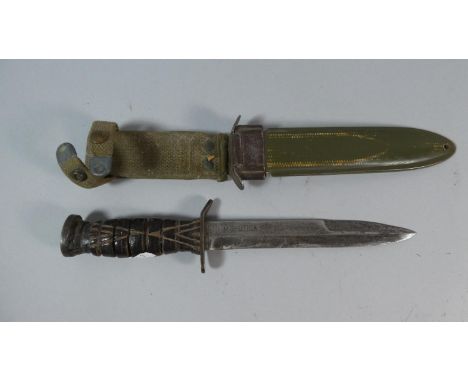 A WWII American M3-Utica Battle Knife with Scabbard Stamped USM8 and RM60 