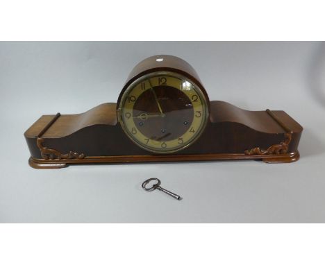 A Mid 20th Century Walnut Cased Junghans Westminster Chime Mantle Clock, 66cm Wide 