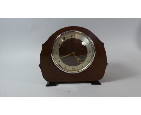 A Mahogany Cased Chiming Mantle Clock, 26cm Wide 