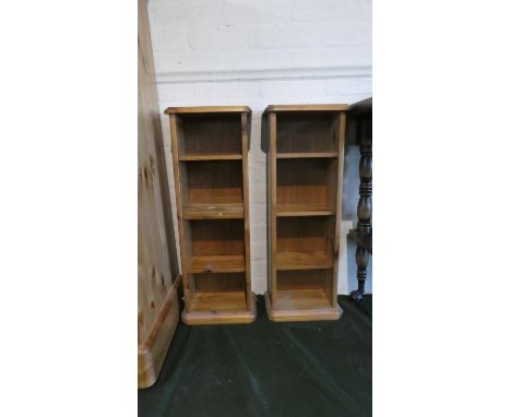 A Pair of Ducal Pine Three Shelf Storage Units, 73.5cm high 