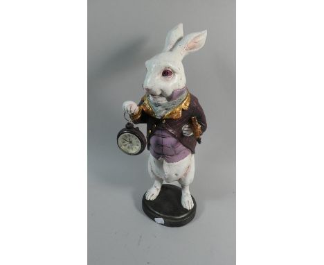 A Novelty Resin Mantel Clock in the Form of The White Rabbit, 46cm High 