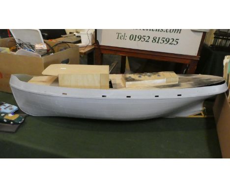 A Partly Completed Fibre Glass Model of a Boat by Mobile Marine Models, 96cm Long 