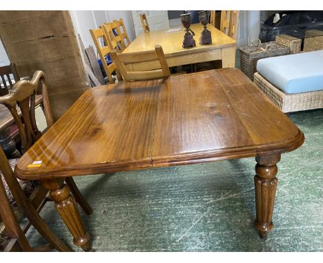 A Victorian light mahogany square table with reeded legs 120 x 117cm 