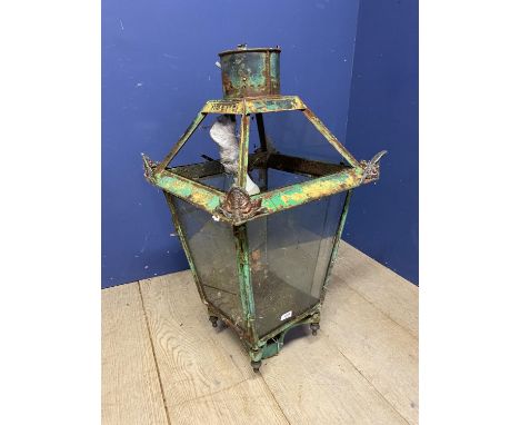 Victorian glazed pilar lantern, and an associated frame, in need of restoration 