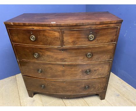 Victorian mahogany bow front chest of 2 short over 3 long graduated drawers, on bracket feet 104cm W x 53 d x 103cm High 