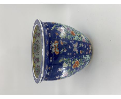A LARGE CHINESE ceramic fish bowl, 41cmH x 45.5cmdiameter, some wear to glaze and scratches 