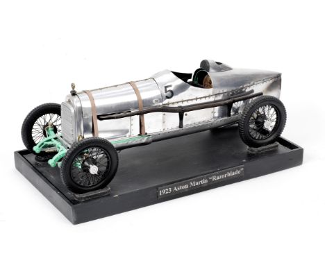 A 1:8 scale scratch-built model of the 1923 Aston Martin 'Razor Blade',built by B.G.Swann and signed to the underside, kerbsi