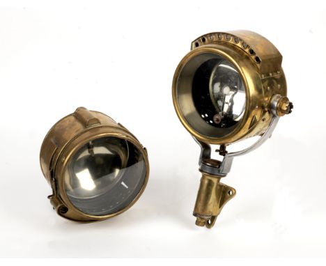 Two acteylene spotlamps by BRC and Phares Bleriot, French, circa 1908,the BRC; number 54119, embossed with maker's mark, bras