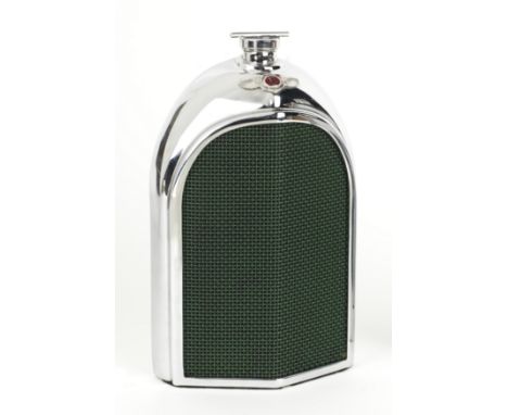 A 'Bentley' radiator decanter by Ruddspeed,British 1960s, chromed case with green wire mesh grille, in the form of a Vintage 