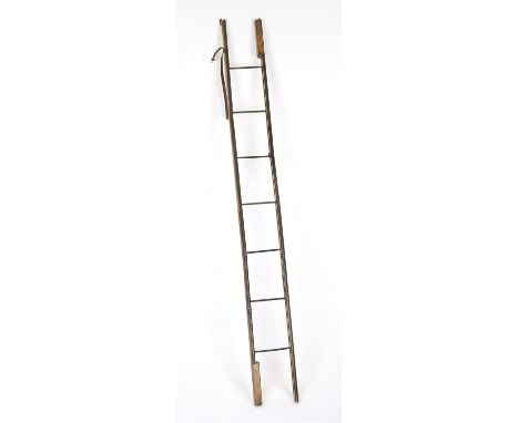 A rare motorist's folding ladder, circa 1910,believed by Hodgkinson's of Ambergate, Derby, wooden posts with steel reinforcem