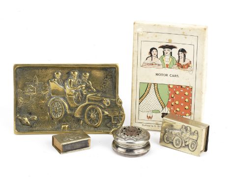 A Royal Automobile Club silver plated fretwork pillbox,marked Elkington Plate to base, 5cm diameter; together with a cast bra