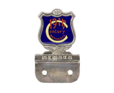 A Circle of 19th Century Motorists members enamel badge, 1920s,the reverse engraved 'Walter Littleton' with flange mount, 8.5