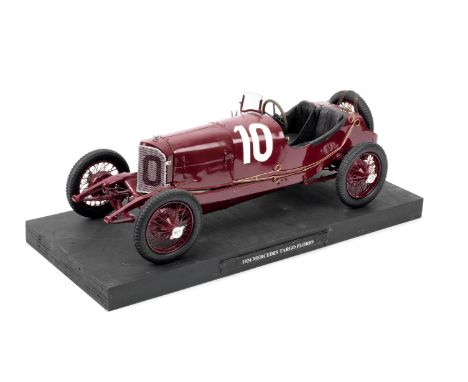 A 1:8 scale model of the 1924 Targa Florio winning Mercedes race car,scratch-built model by B G Swann and signed to the under