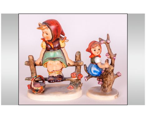 Hummel Figures, ( 2 ) In Total. 1/ Apple Tree Girl, 2/ Girl on Fence, Height 5 Inches. 