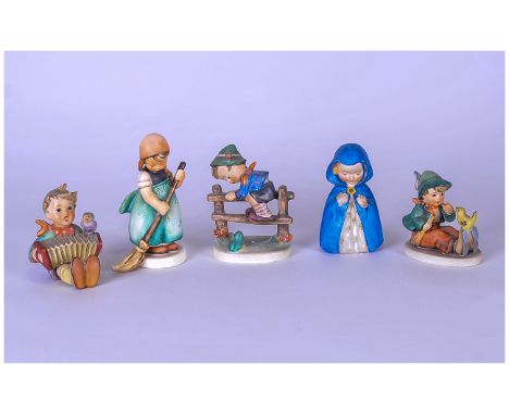 Hummel Figures ( 5 ) In Total. Various Subjects and Sizes.