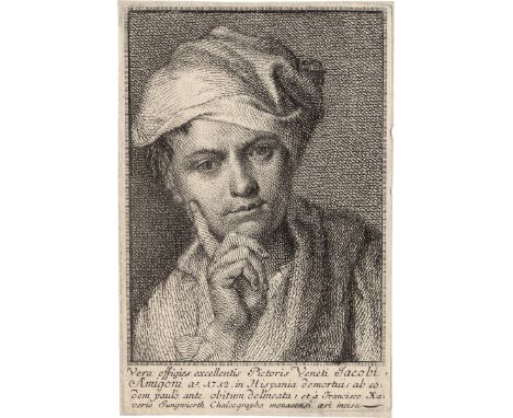 Jungwirth, Franz Xaver -- Bildnis des Jacopo Amigoni. Radierung. 15,4 x 10,1 cm. Le Blanc 131, Nagler 4.Das eindrückliche Por
