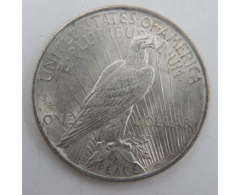 1923 American silver Peace dollar, nUNC. UK P&amp;P Group 0 (£6+VAT for the first lot and £1+VAT for subsequent lots)