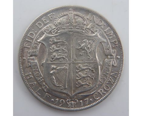 1917 - silver half crown of George V - VF. UK P&amp;P Group 0 (£6+VAT for the first lot and £1+VAT for subsequent lots) 