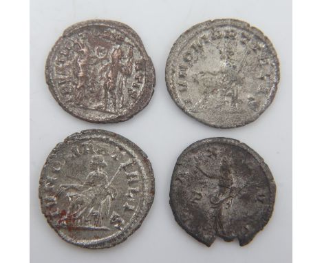 Four silver Roman radiate double Denarius coins - gF. UK P&amp;P Group 0 (£6+VAT for the first lot and £1+VAT for subsequent 