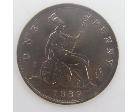 1887 - bun head penny of queen Victoria - gVF. UK P&amp;P Group 0 (£6+VAT for the first lot and £1+VAT for subsequent lots) 