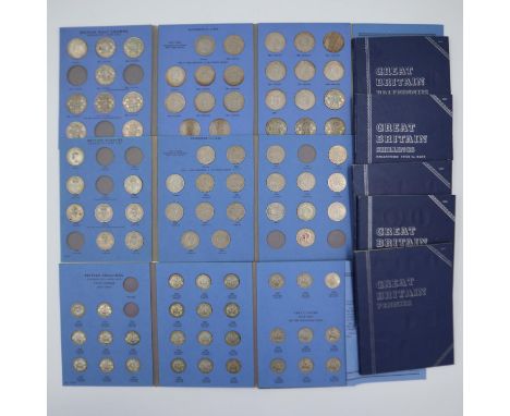 Nine Whitman folders, each part filled. UK P&amp;P Group 1 (£16+VAT for the first lot and £2+VAT for subsequent lots)