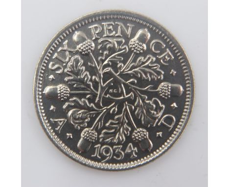 1934 - silver sixpence of George V - gEF. UK P&amp;P Group 0 (£6+VAT for the first lot and £1+VAT for subsequent lots) 