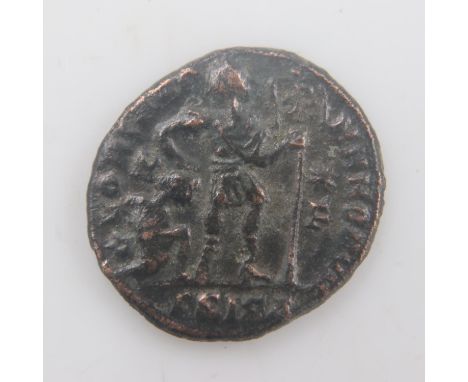 337AD - Constantius II Roman centenalius - slave dragged by victor - gF. UK P&amp;P Group 0 (£6+VAT for the first lot and £1+