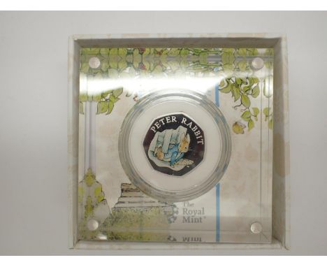 Royal Mint Peter Rabbit coloured silver proof 50p coin. UK P&amp;P Group 1 (£16+VAT for the first lot and £2+VAT for subseque