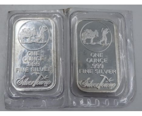 Two fine silver 1oz ingots, factory sealed. UK P&amp;P Group 0 (£6+VAT for the first lot and £1+VAT for subsequent lots)