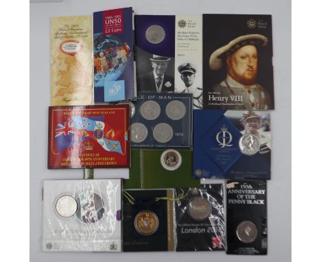 Mixed UK and Isle of Man Commemorative coins sealed in packs. UK P&amp;P Group 1 (£16+VAT for the first lot and £2+VAT for su