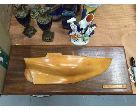 1950s wooden scale model half hull of "Lyddie" Vertue 14, Blackwater Sailing Club