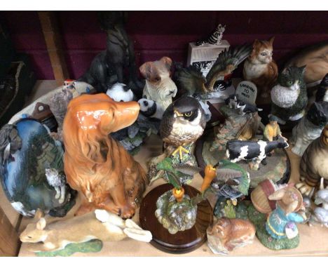 Selection of china and resin animals including a large Beswick Panther model no 1702