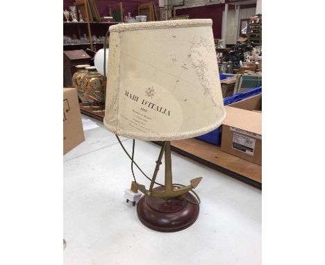 A table lamp in the form of an anchor58cm high including shade