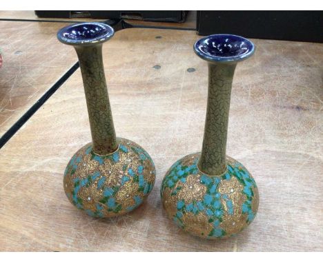 Poole pottery, pair of Doulton vases glassware etc