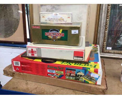 Sundry items, including a Britains farm set, Matchbox model of the State Coach, etc