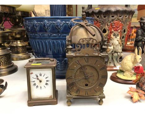 Brass lantern clock with Swiss movement signed Buren and French carriage clock (2)