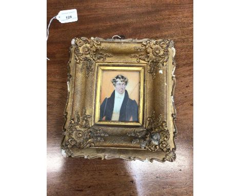 19th century portrait miniature of a gentleman, in gilt frame - ivory self-declaration certificate ref 4ZD1VNSU