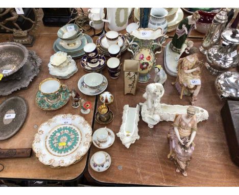 Collection of 19th century and later ceramics to include cabinet cups and saucers, Royal Doulton Aesthetic movement vase and 