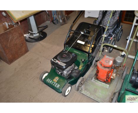 A Hayter Harrier 48 rotary mower with grass box and roller 