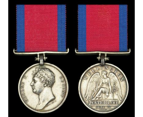 The important Waterloo medal awarded to Captain and Lieutenant-Colonel The Hon. Robert Moore, who commanded the Light Company