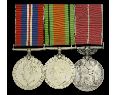 A Second War B.E.M. group of three awarded to Corporal D. A. Shadwell, Royal Air Force Volunteer Reserve  British Empire Meda